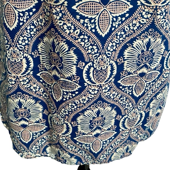 Roller Rabbit Floral Block Print Cotton Button Down Shirt Small Navy Cream - Picture 11 of 13